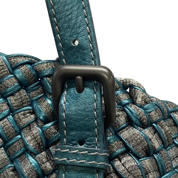 Auth BOTTEGA VENETA Intrecciato - Blue Green Silver Leather Chemical Fiber - Picture 11 of 16